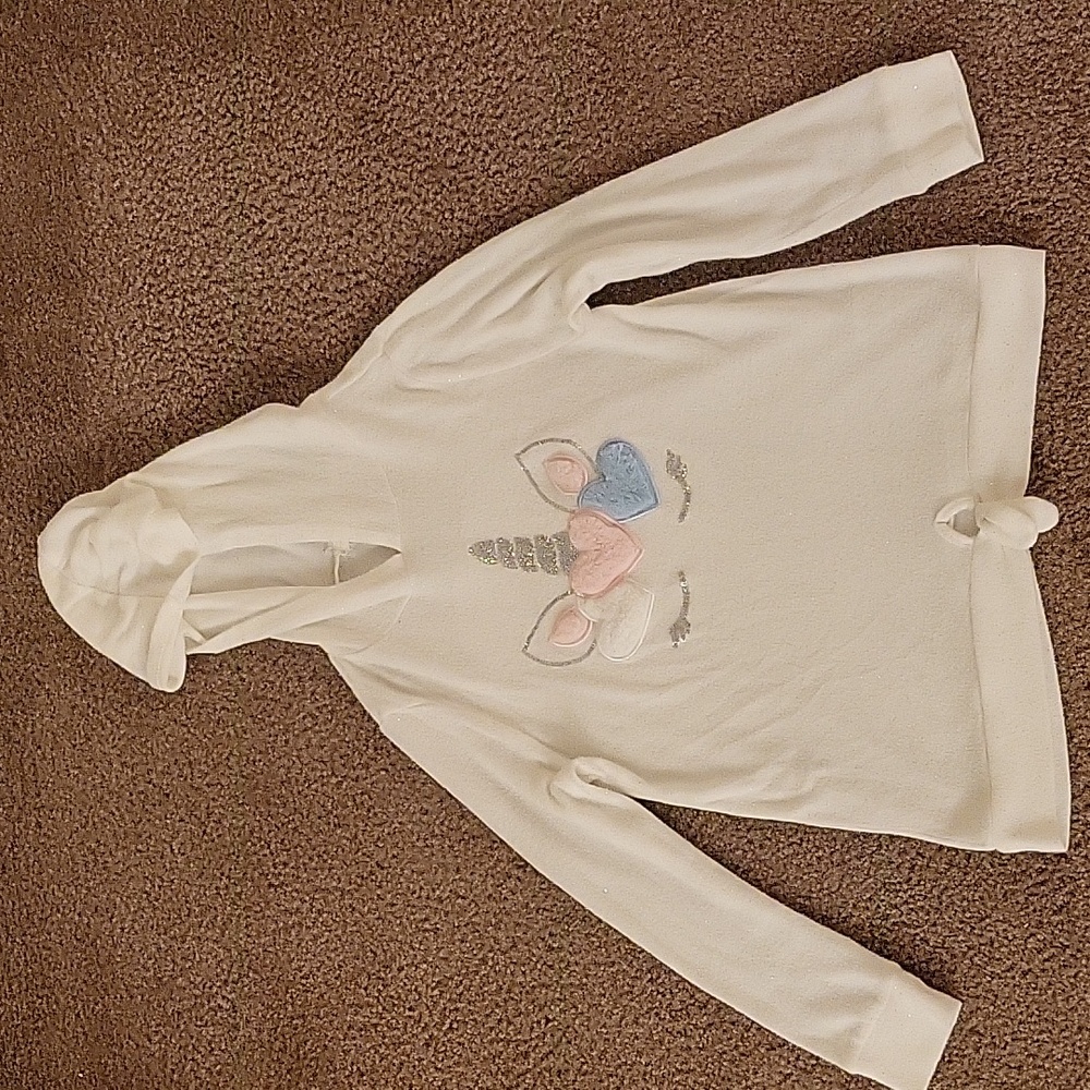 Btween White Unicorn Hoodie Sz 10